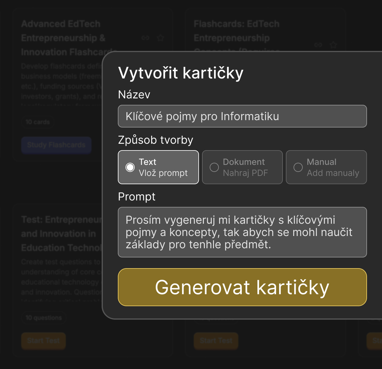 Generuj studijní materiály