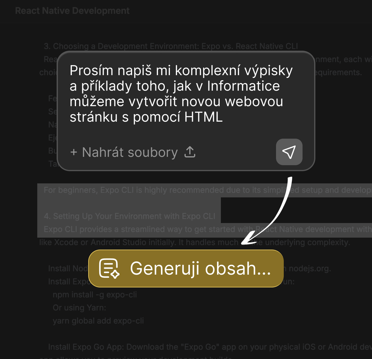 Studijní aplikace s AI psacím asistentem