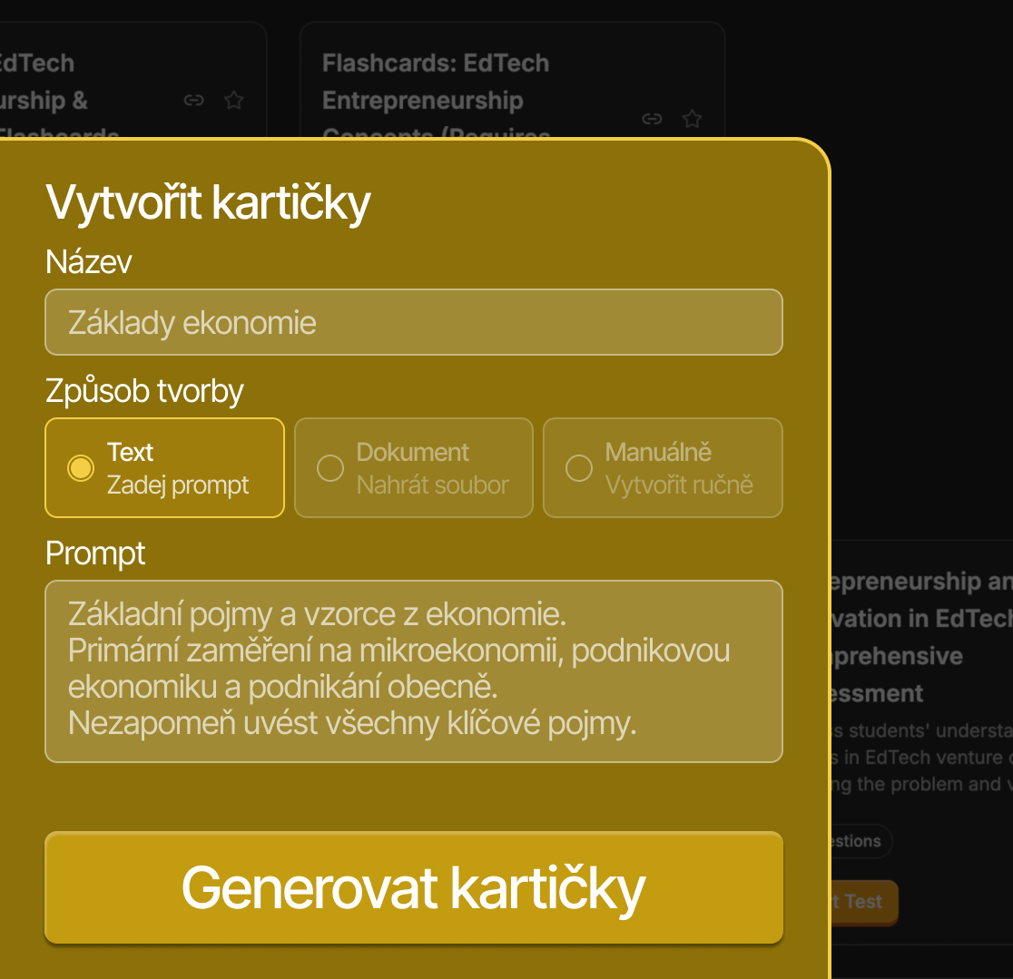 Generuj kartičky s AI