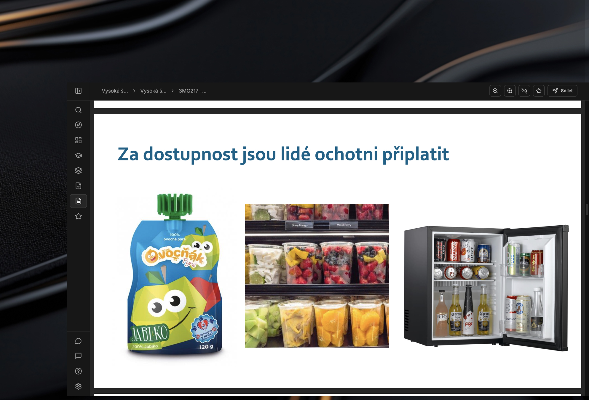 Zobrazení materiálů k předmětu ke studiu